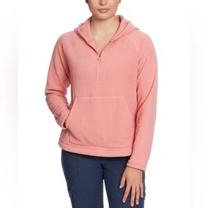 Bass Outdoor Women’s Quarter-Zip Long-Sleeve Fleece Hoodie, Mauve Glow, Med. NWT